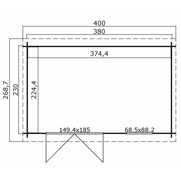 Gartenhaus »Amira«, BxHxT: 400 x 211 x 268,7 cm (Außenmaß inkl. Dachüberstand), braun