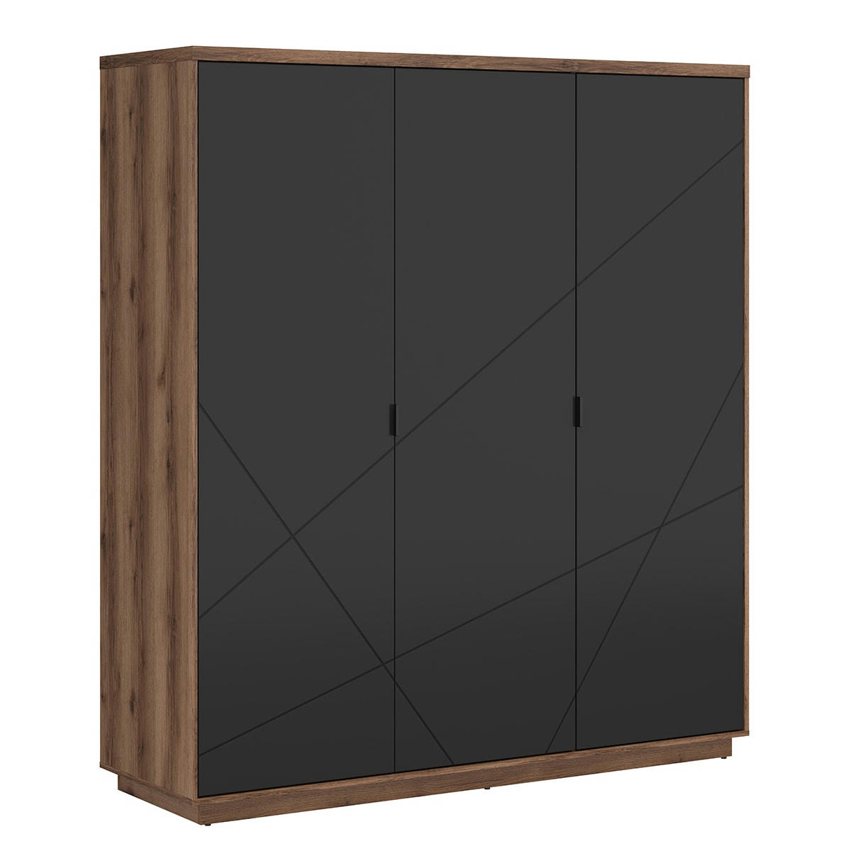 - Armoire 3 portes noir et naturel