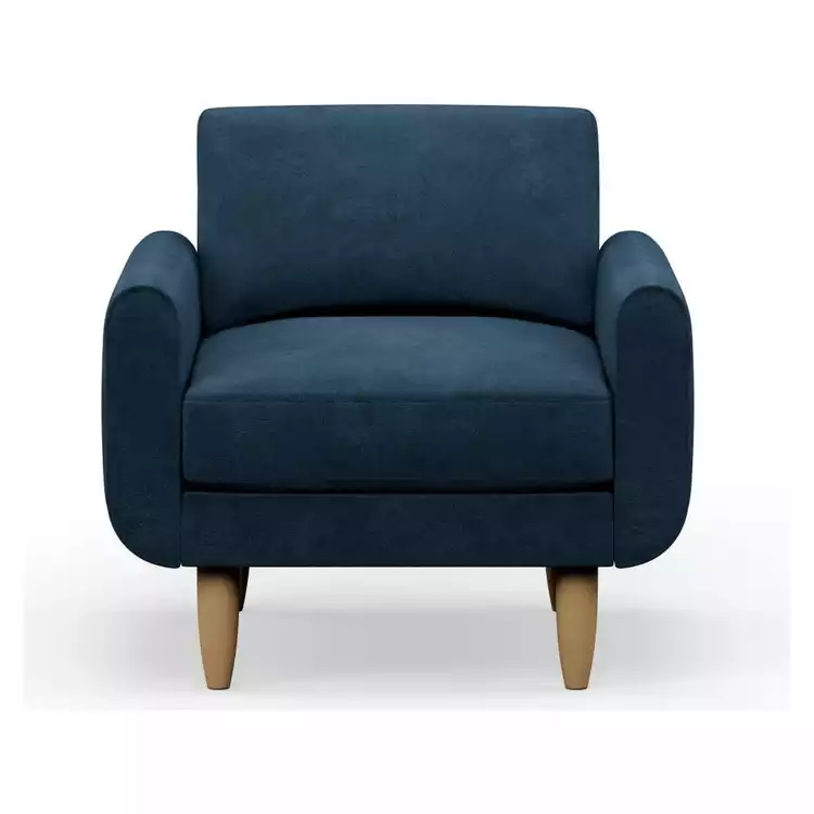 Hutch Velvet Round Arm Armchair - Ink Blue