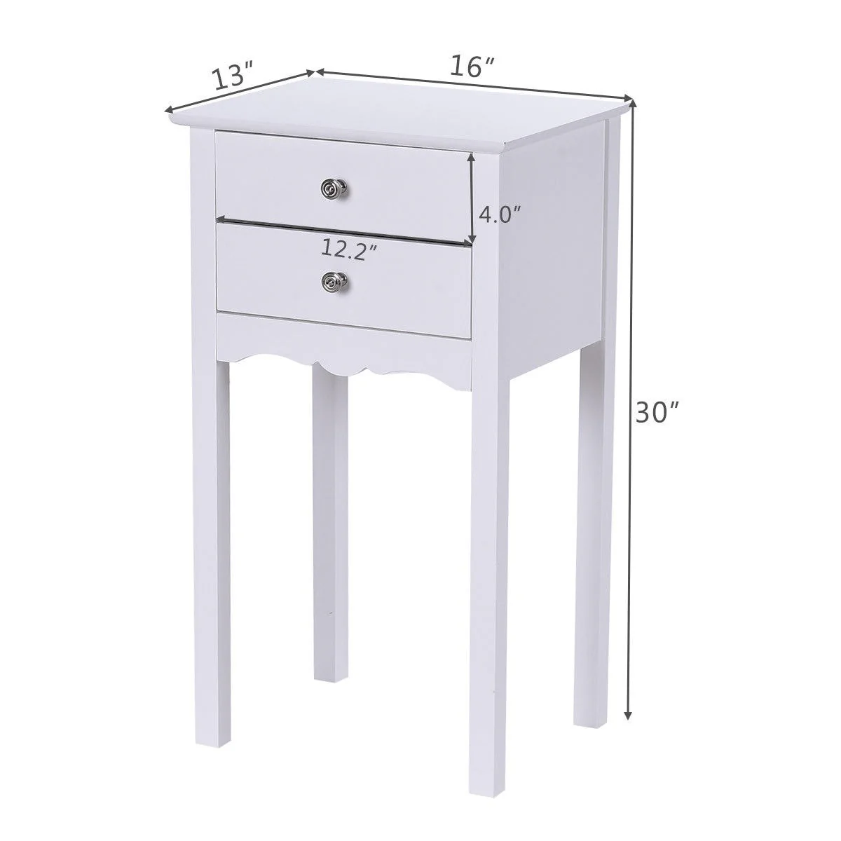 Gymax 2 PCS Side Table End Accent Table Night Stand W/ 2 Drawers White