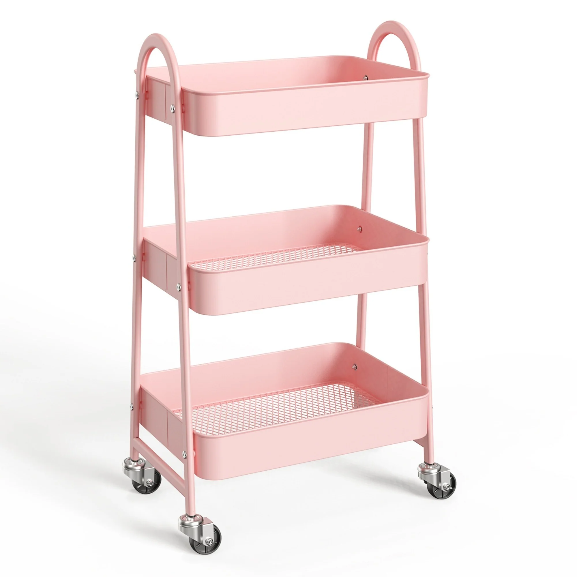 3-Tier Rolling Metal Storage Cart for Kitchen, Bathroom, Laundry Room