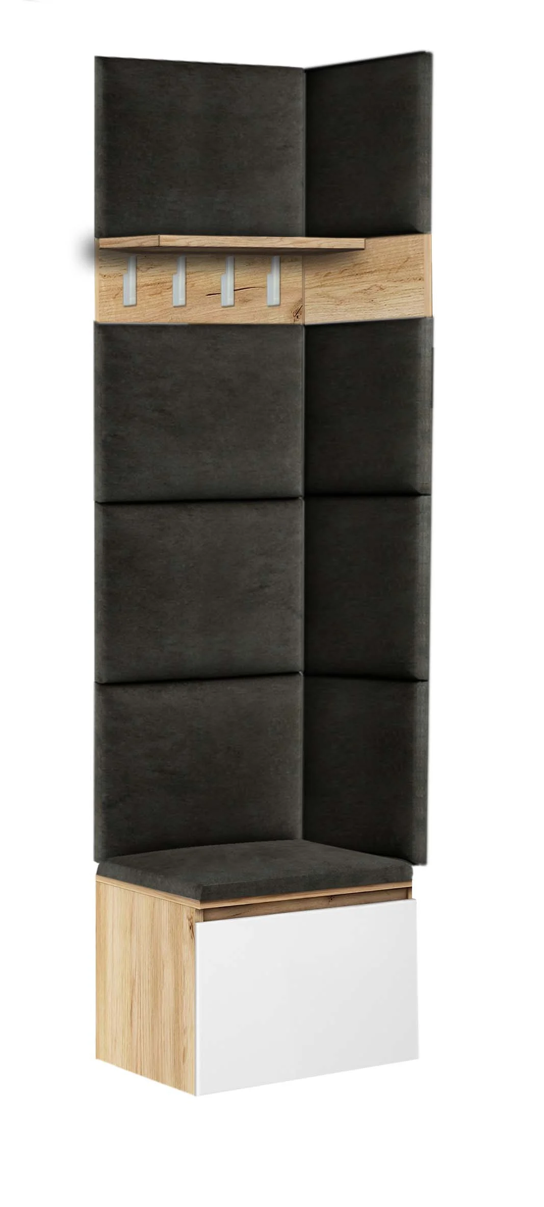 Zestaw Do Przedpokoju 1P8W Dąb Craft Złoty/Białt Mat/Czarny 50X37X212 Cm