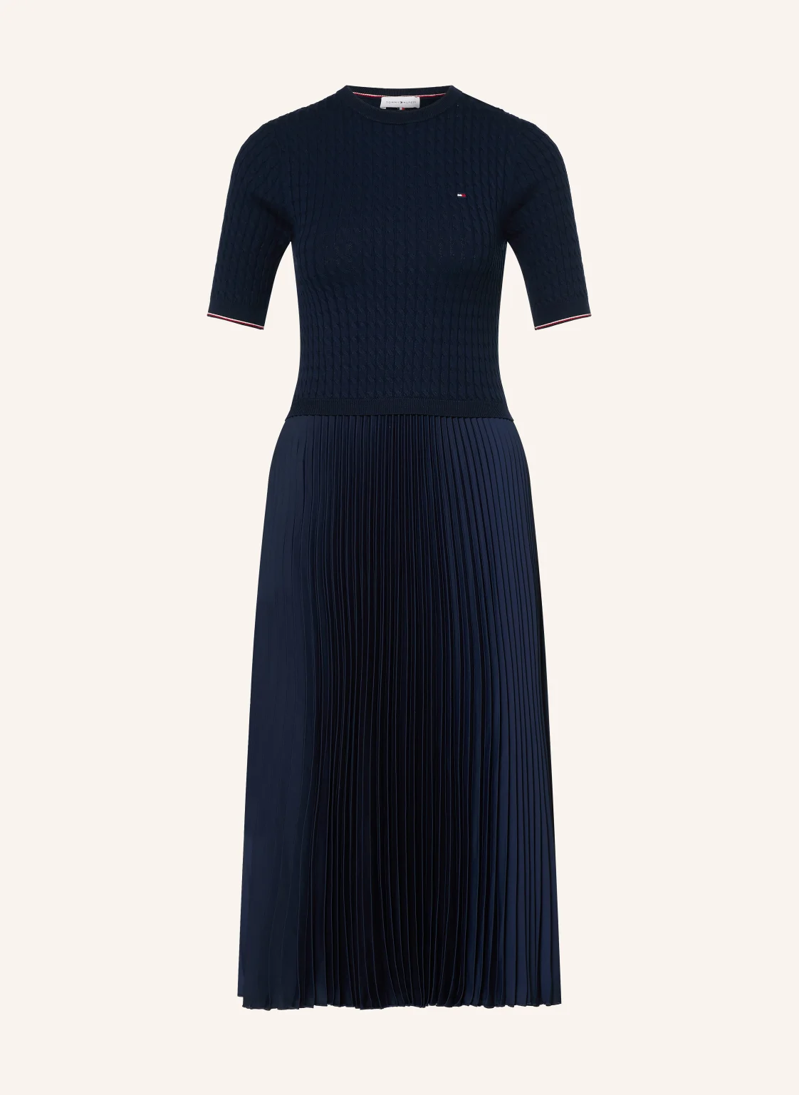 TOMMY HILFIGER Strickkleid im Materialmix mit Plissees