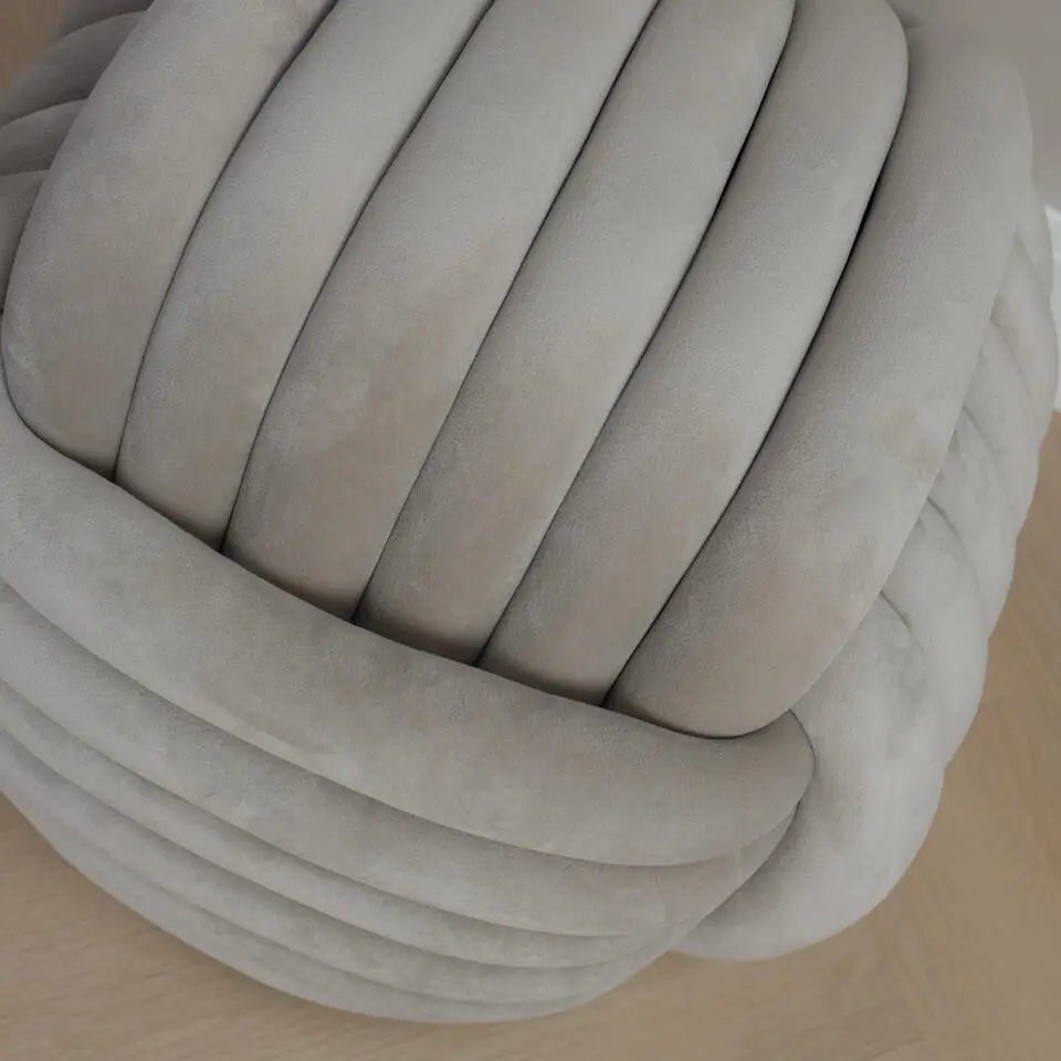 QUVIO Vierkante poef - Geknoopt - 45x45x42 cm - Beige