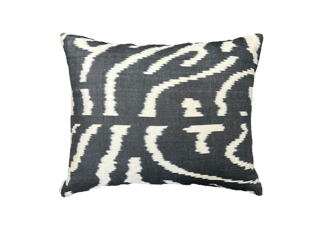 - Housse de coussin velours et soie ikat  40x50 bleu