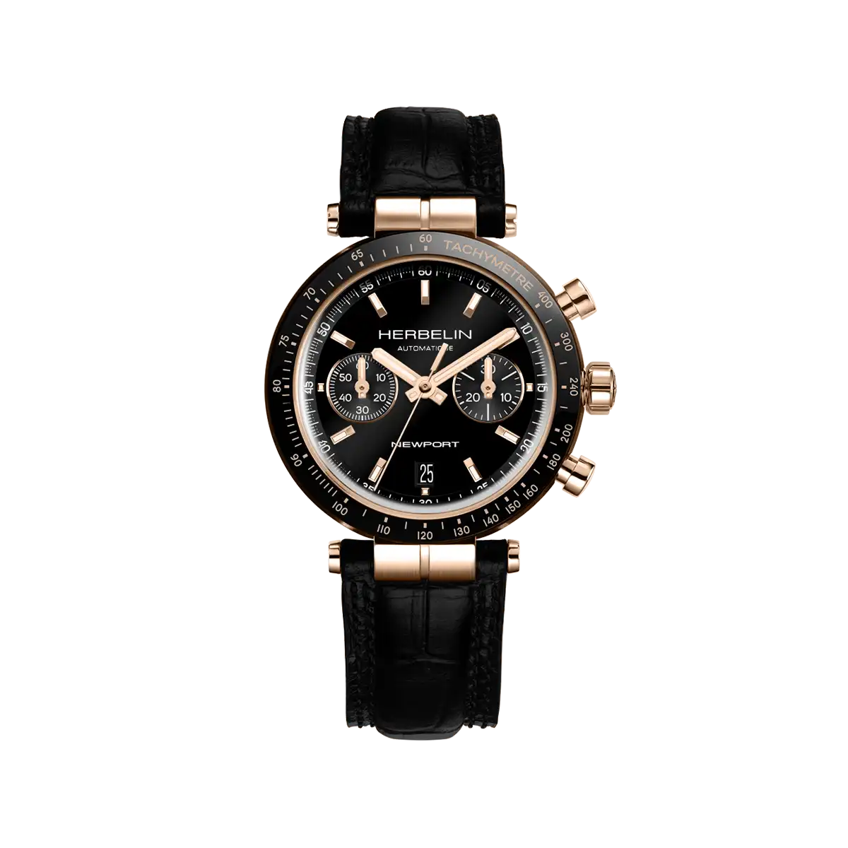 NEWPORT – AUTOMATIQUE CHRONO – NOIR & PVD OR ROSE