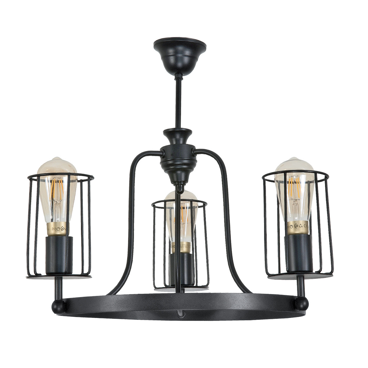 Lampa wisząca sufitowa loft EDYLIT druciane czarne klosze 3xE27 TORI 12-442