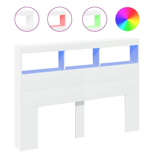NNEVL Headboard Cabinet with LED White 140x17x102 cm