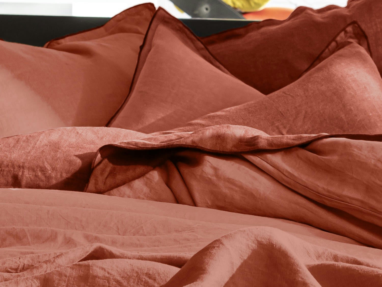 ROUGE - Housse de couette lin lave rouge 220x240 cm