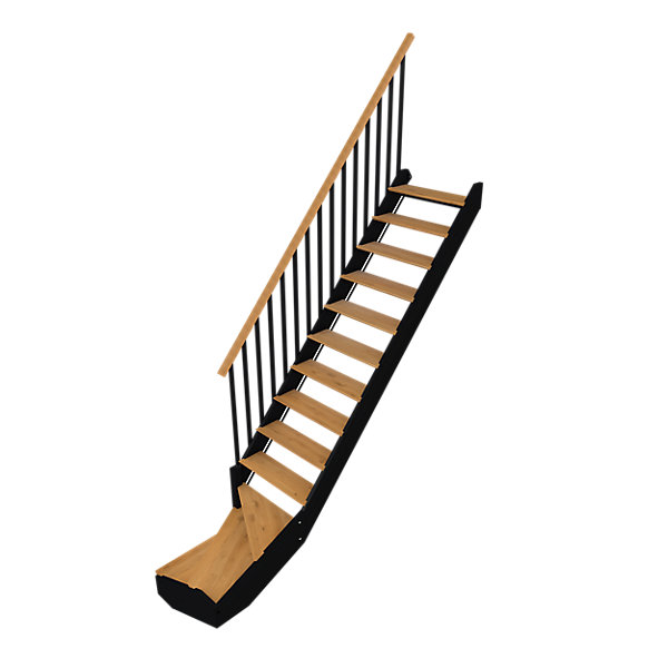 Escalier quart tournant droit FORTIA chêne et aluminium noir Gagliano