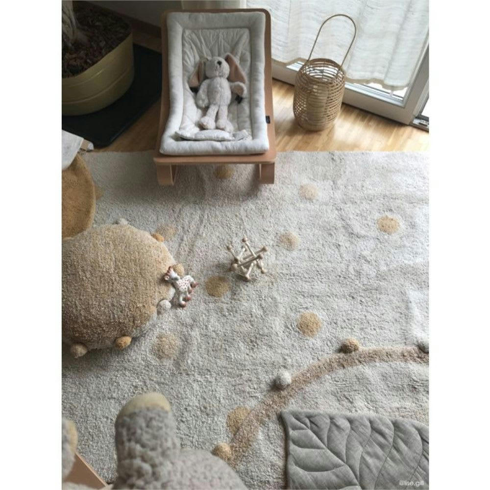 HIPPY - Tapis coton lavable dots jaune 120x160cm