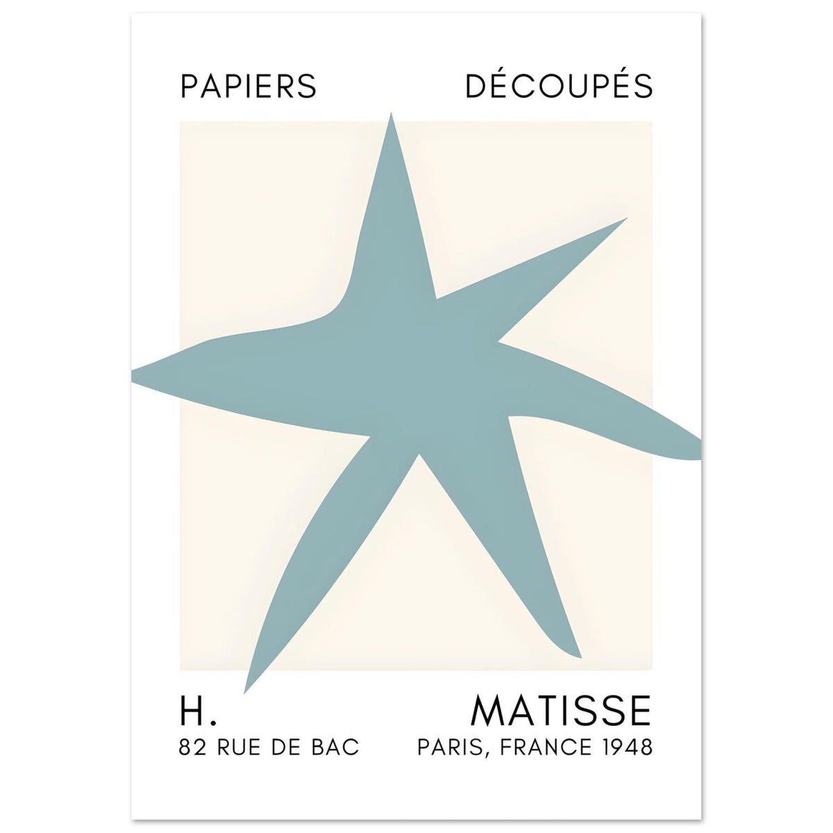 Artfulprints Poster Matisse – Star of the sea turquoise  - A4 21x29.7 cm - Turquoise