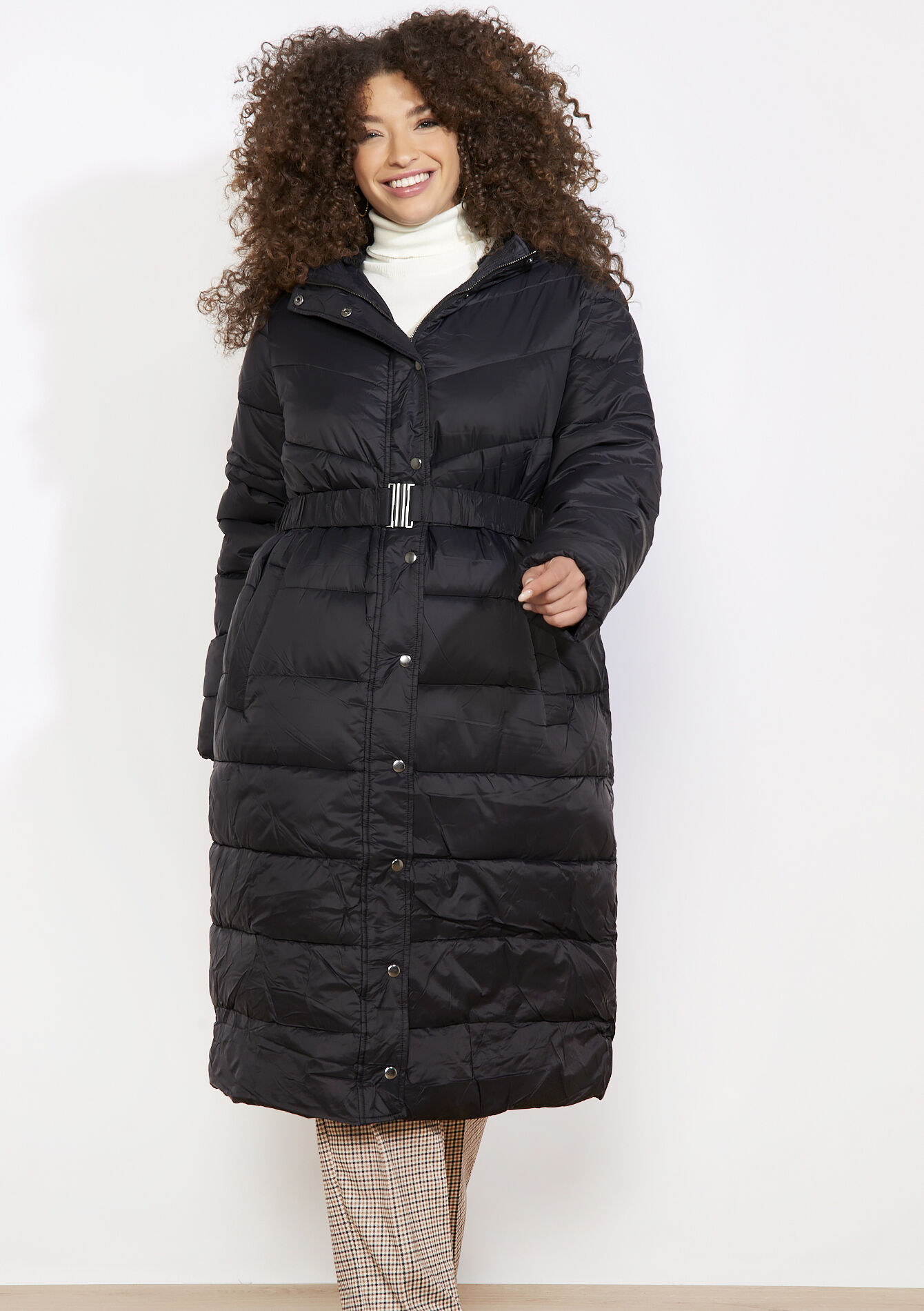 Lange gewatteerde jas