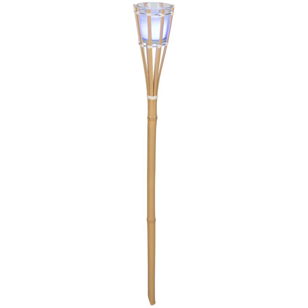 Torche bougie citronnelle à LED multicolore pique bambou Ø8,5xH76cm