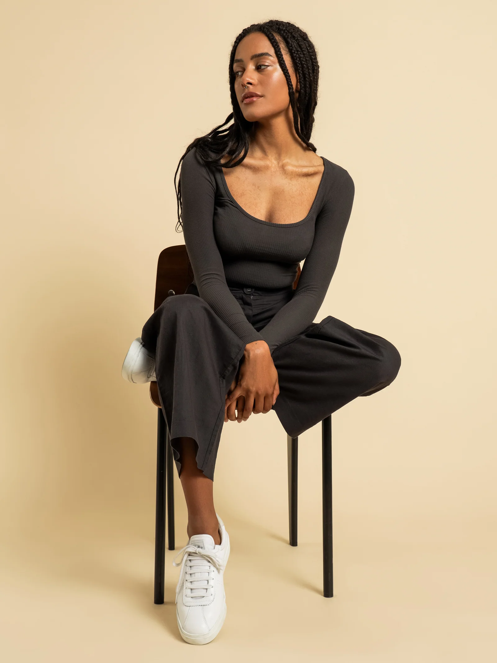 Maya Long Sleeved Ribbed T-Shirt