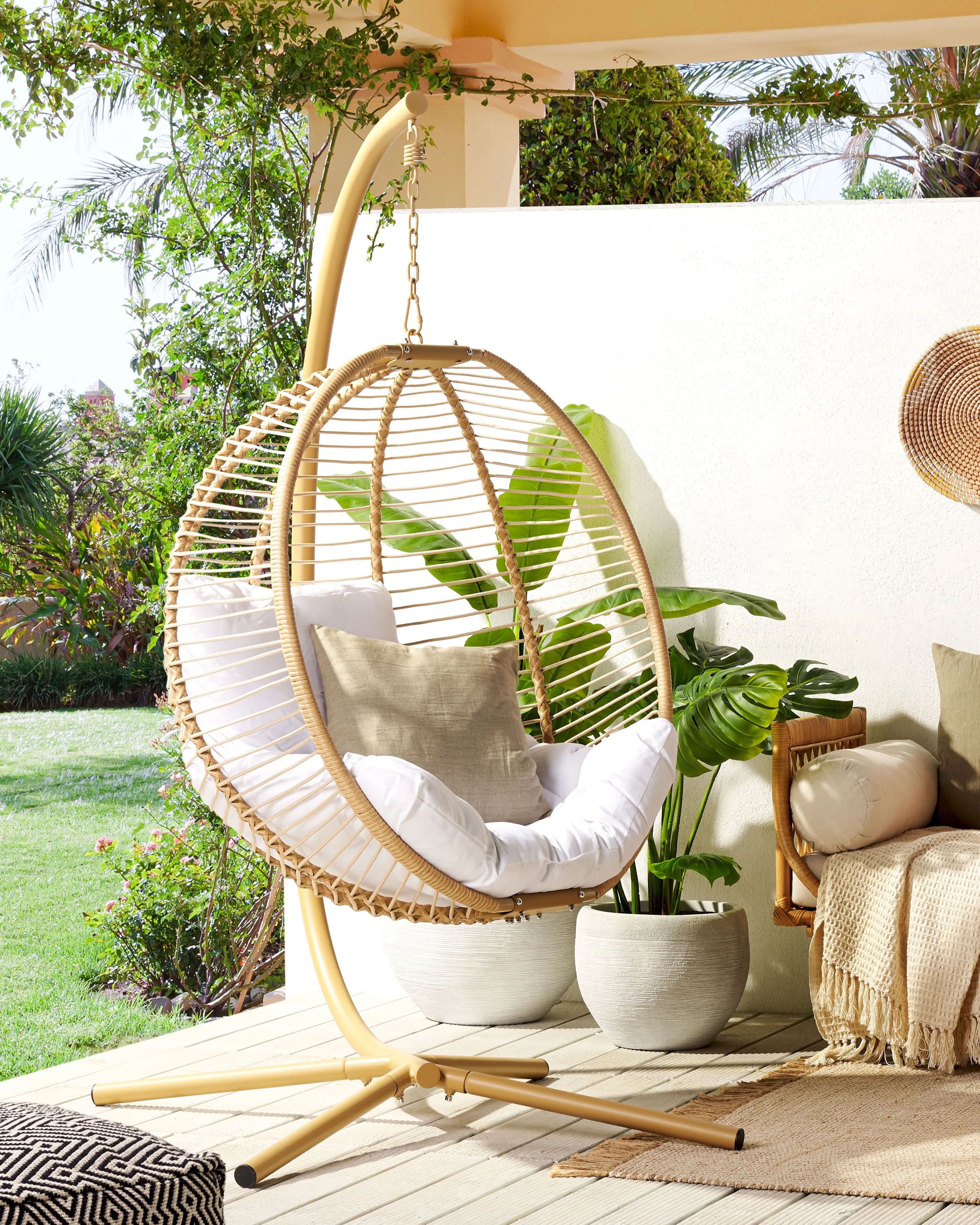 Hanging Chair with Stand ARCO Metal Beige