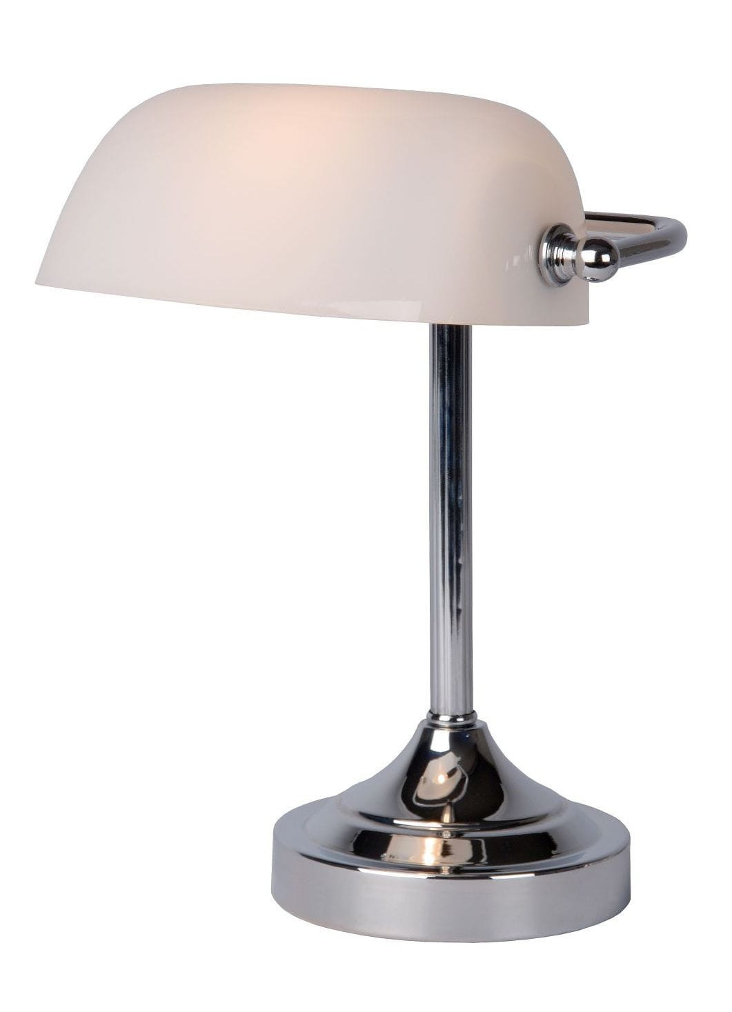 Lampka biurkowachromowana biała BANKER 1xE14x40W wys:30cm Lucide