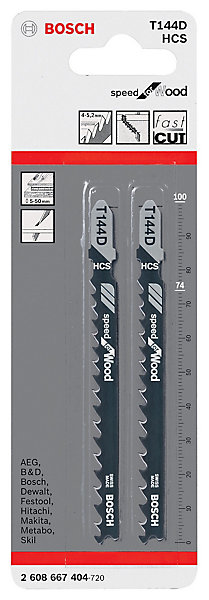 Lame de scie sauteuse T droite grossière dents rectifiées aiguisées Bosch Bois, lot de 2