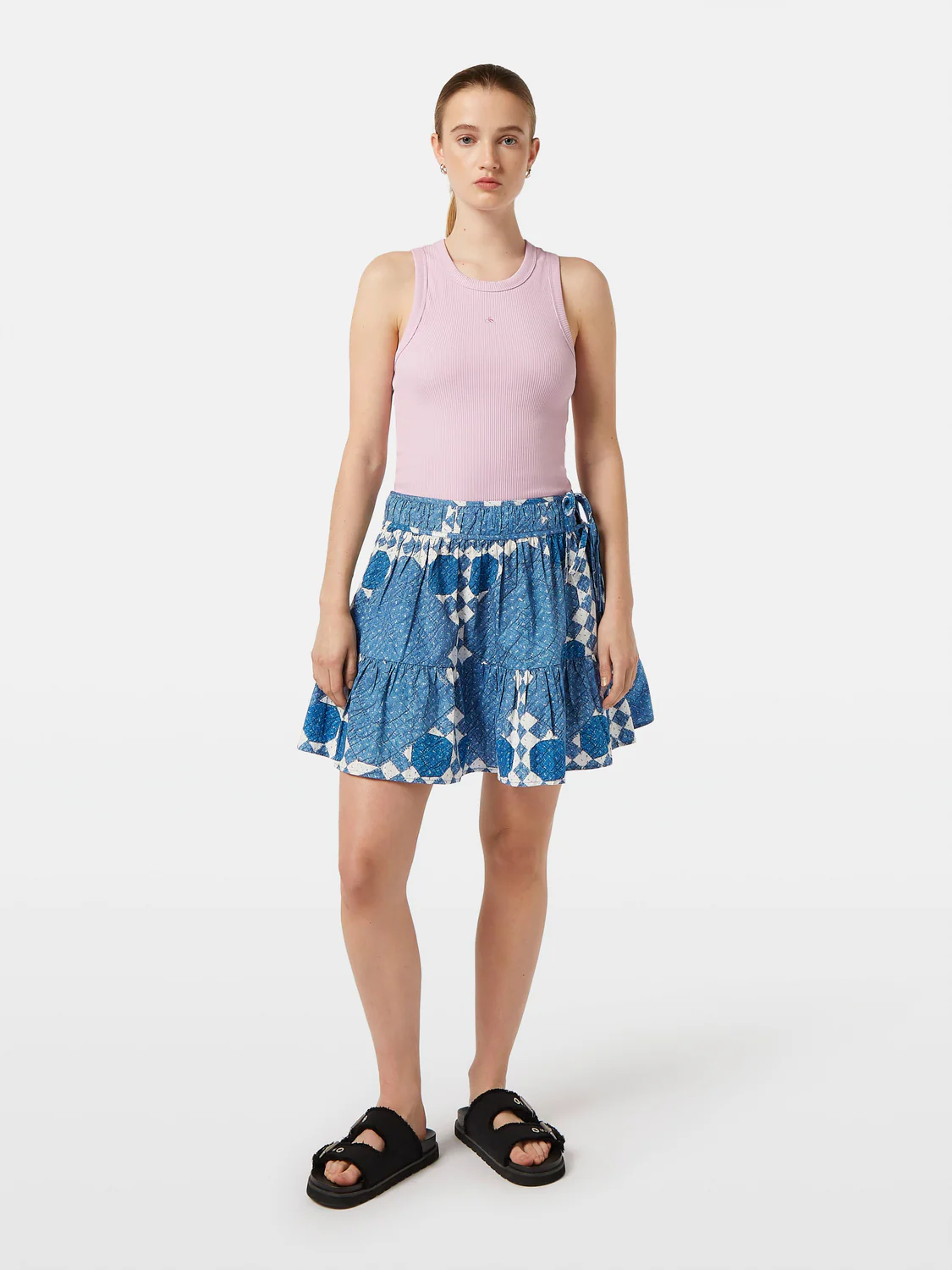 Quilted Gathered Mini Skirt