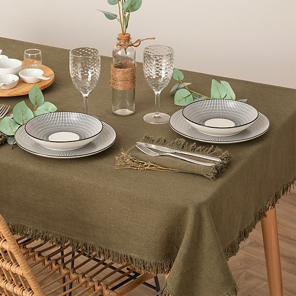 Nappe Maha - coton - vert kaki - 250x150 cm - Atmosphera