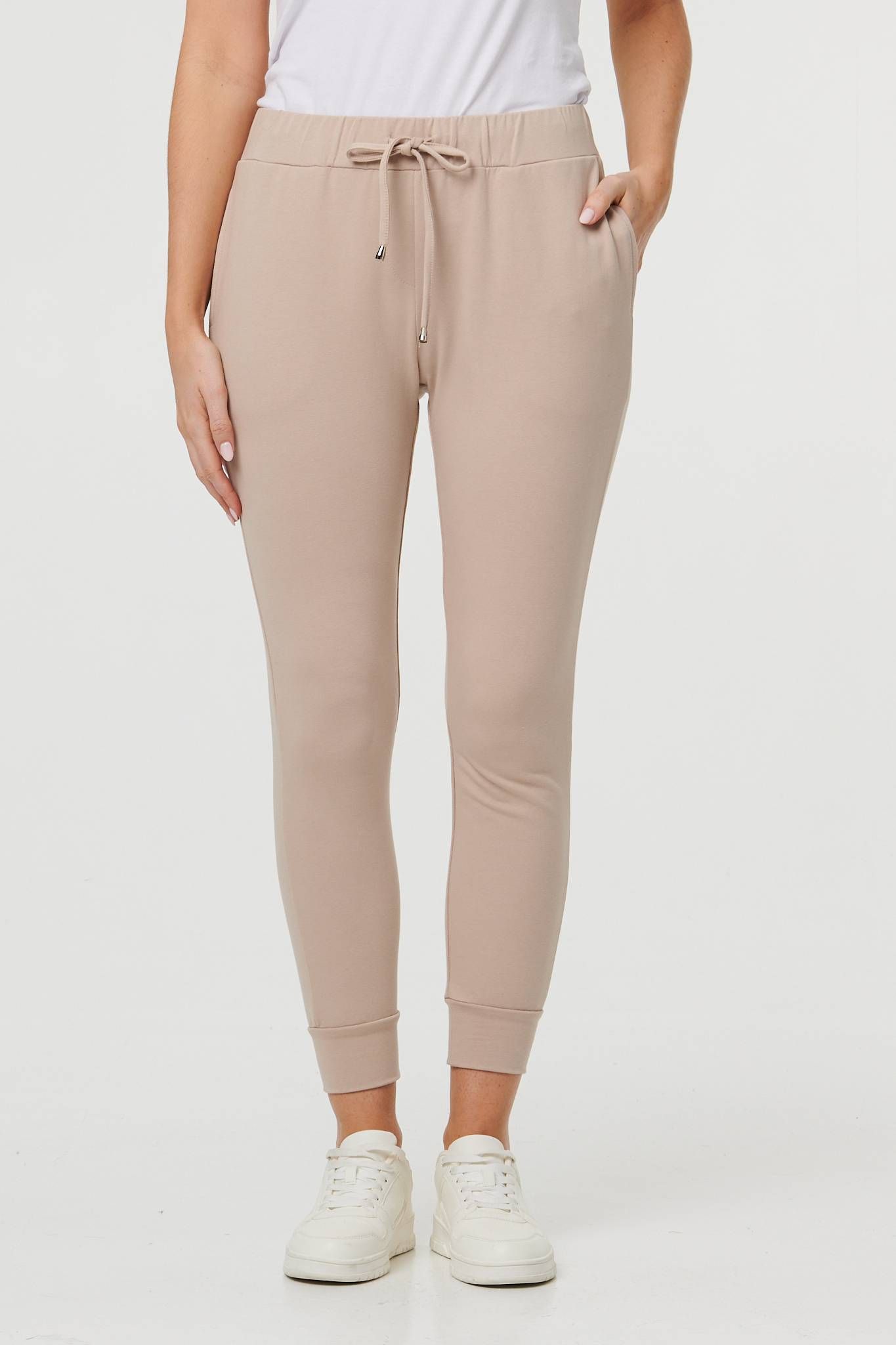 Izabel London Adjustable Drawstring Waist Slim Joggers