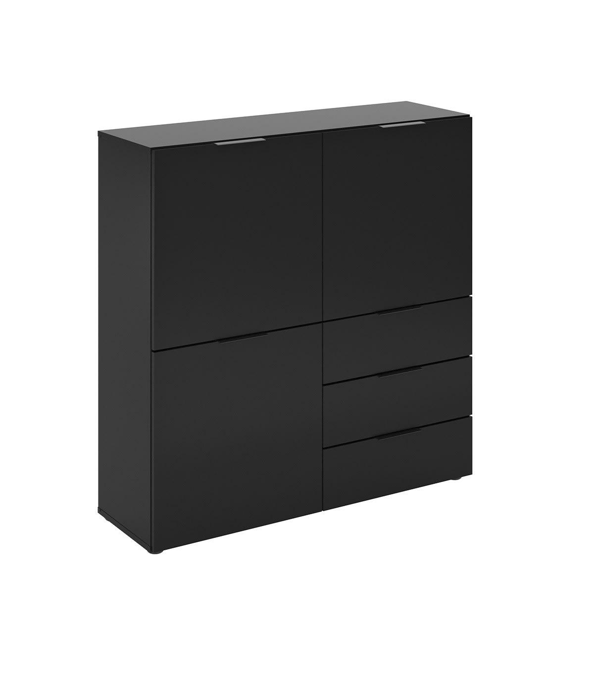 DARK - Buffet 3 Portes 3 Tiroirs Noir L99 cm