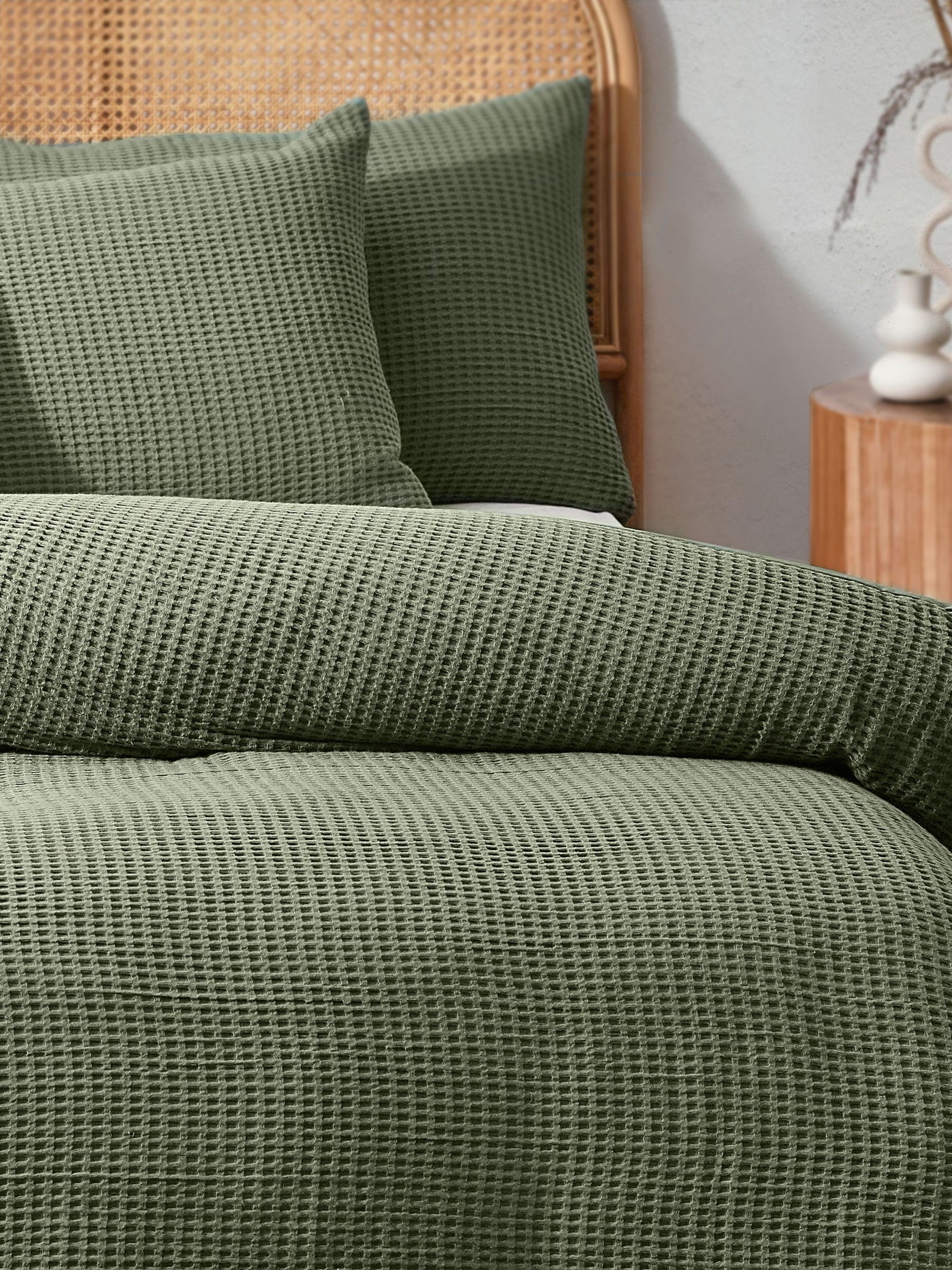 Yard Eucalpytus Green Chunky Waffle100% Cotton Duvet Cover Set