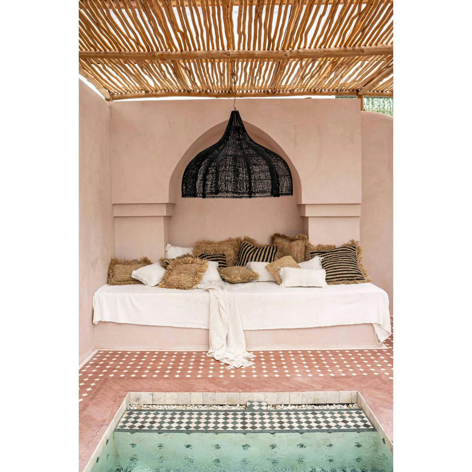 BALI BAZAR - Abat-jour Rotin Noir 60x60x50 cm