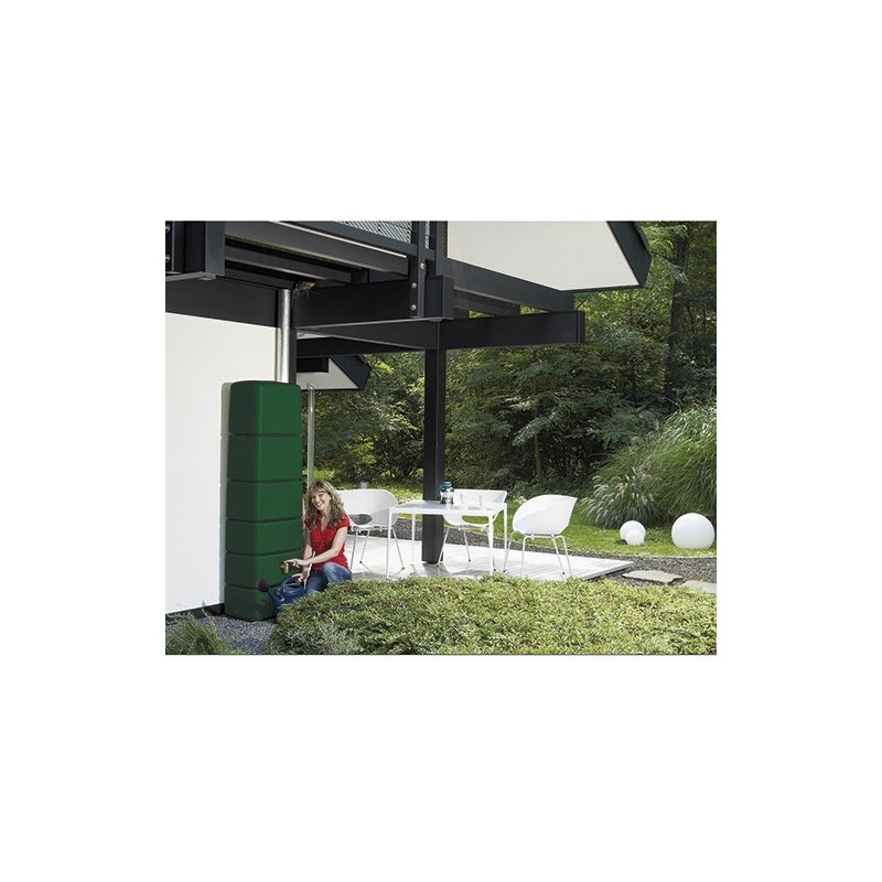 Tonneau à eau de pluie Slim vert 650 L