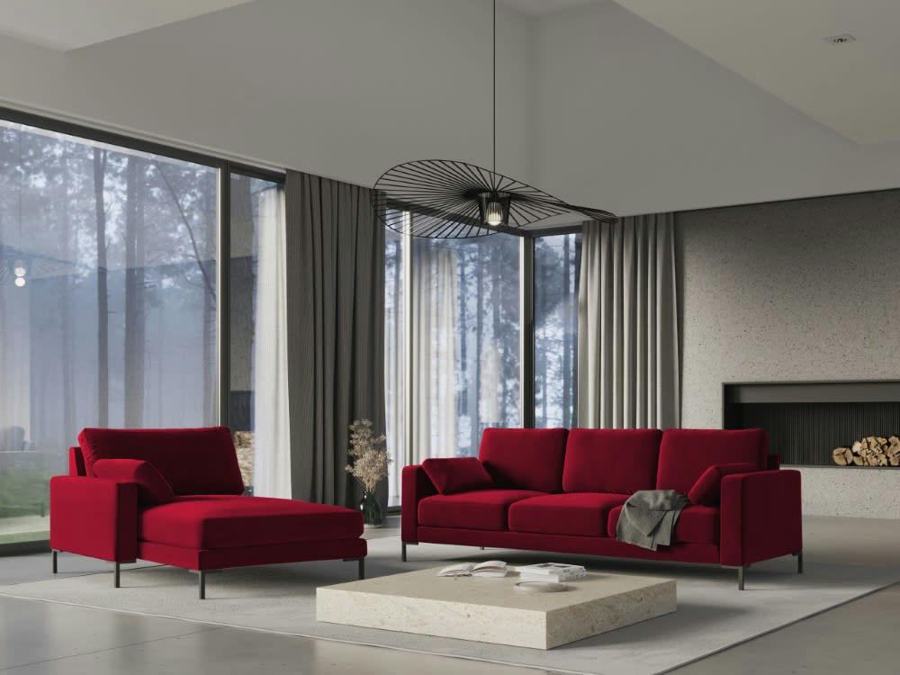 JADE - Méridienne en velours rouge