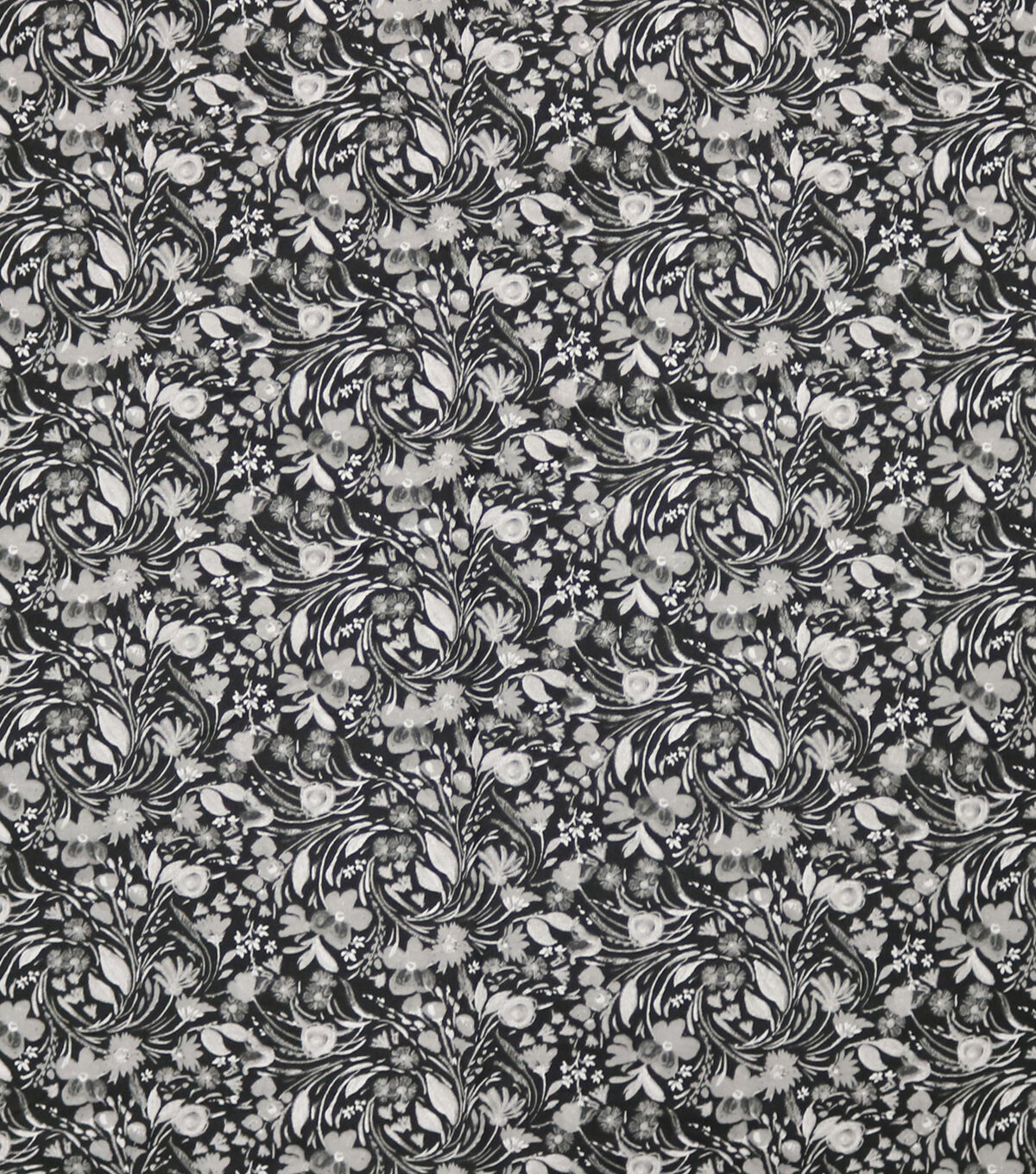 Floral Swirl Black 108 Wide Flannel Fabric