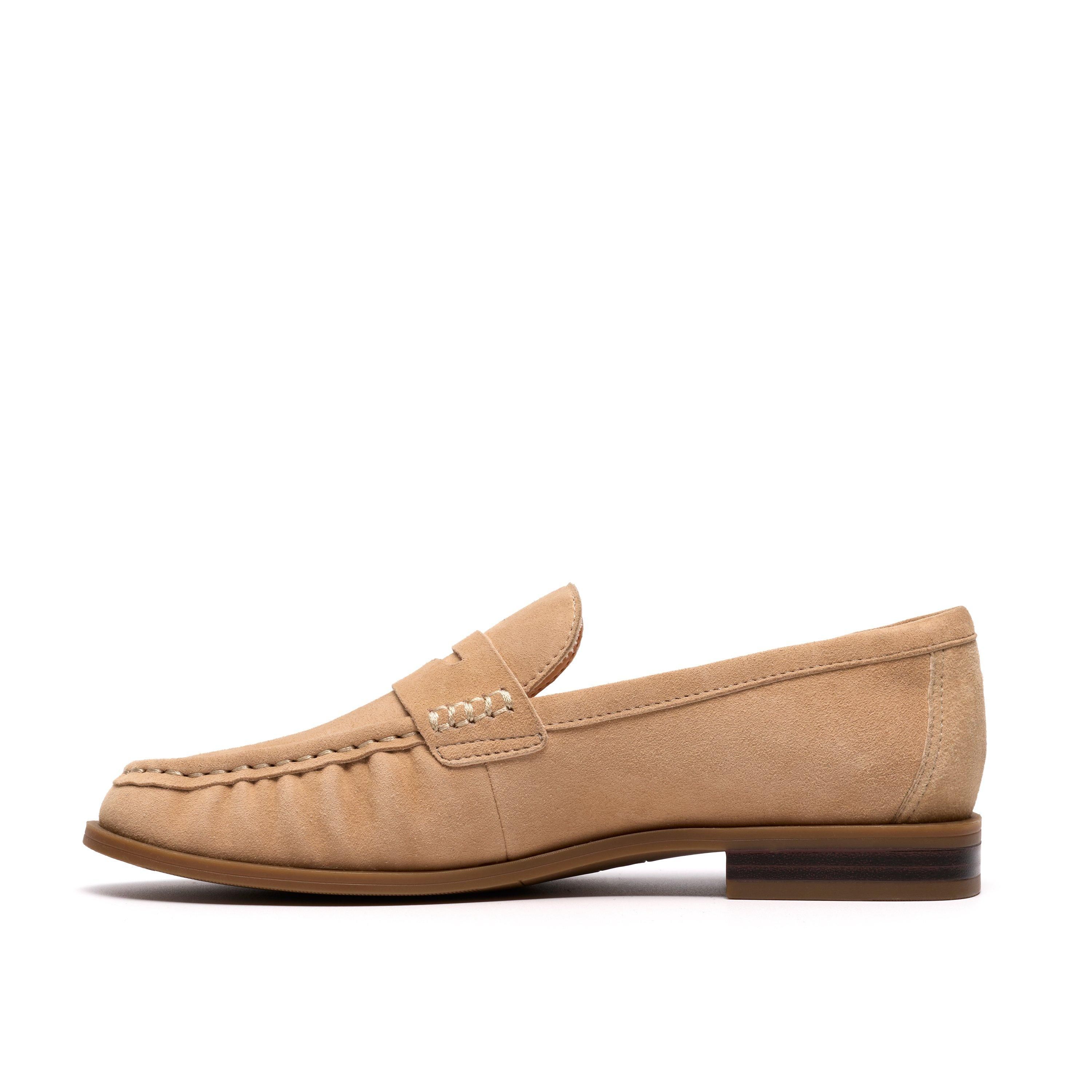 Clarks Alixea Walk Warm Sand Suede Loafers,Slip Ons