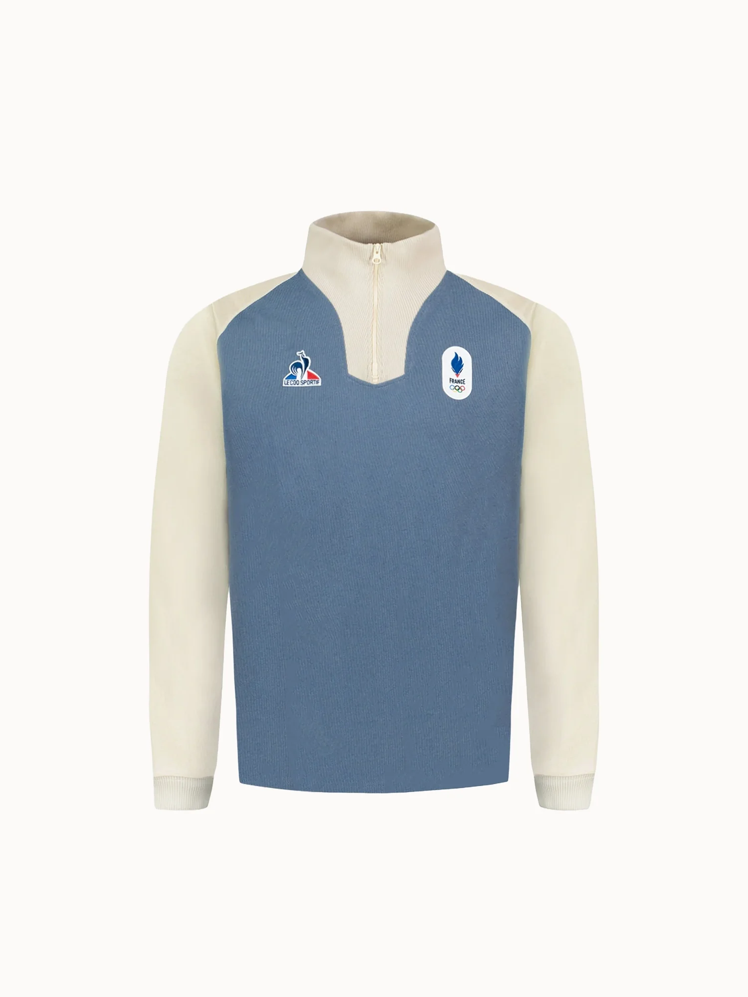 Polo manches longues col zippé contrasté double face avec coudières JO Milano-Cortina