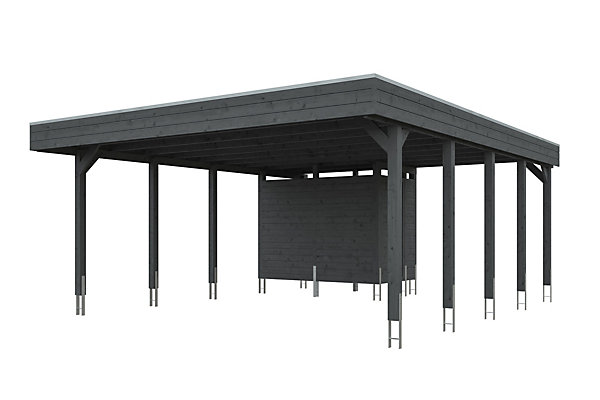 Carport SKAN HOLZ Friesland Set D, 546 x 708 cm, avec remise, gris ardoise