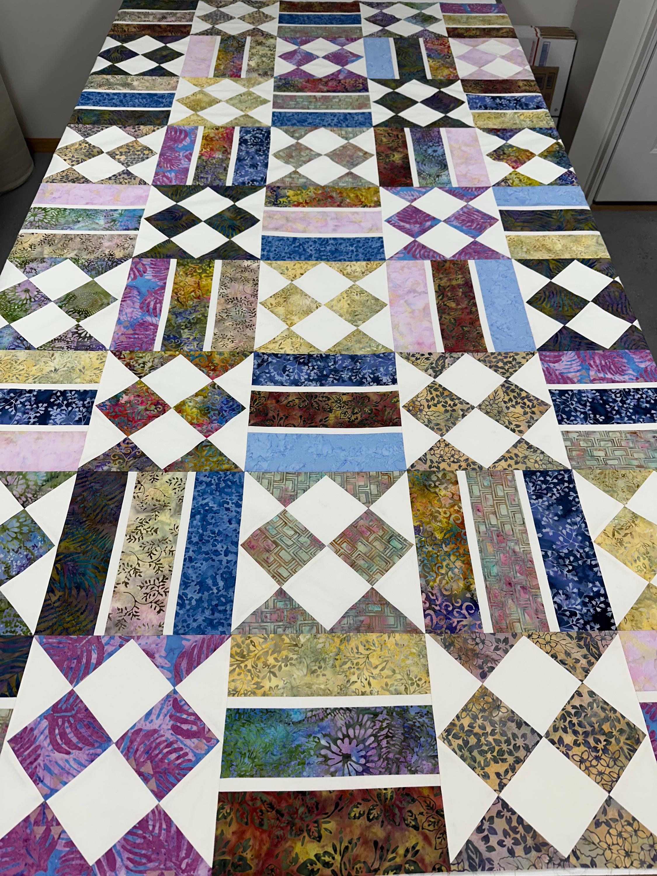 Handmade Batik Unfinished Quilt Top – Queen/King Size – 80