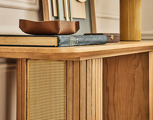 Milazzo - console - bois plaqué chêne et cannage - 120 cm - Lisa Design