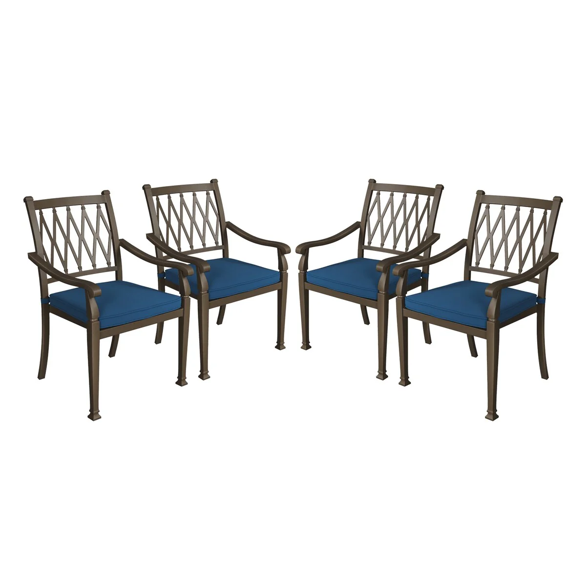 Cast Aluminum Outdoor Dining Armchair with Cushion (Set of 4)