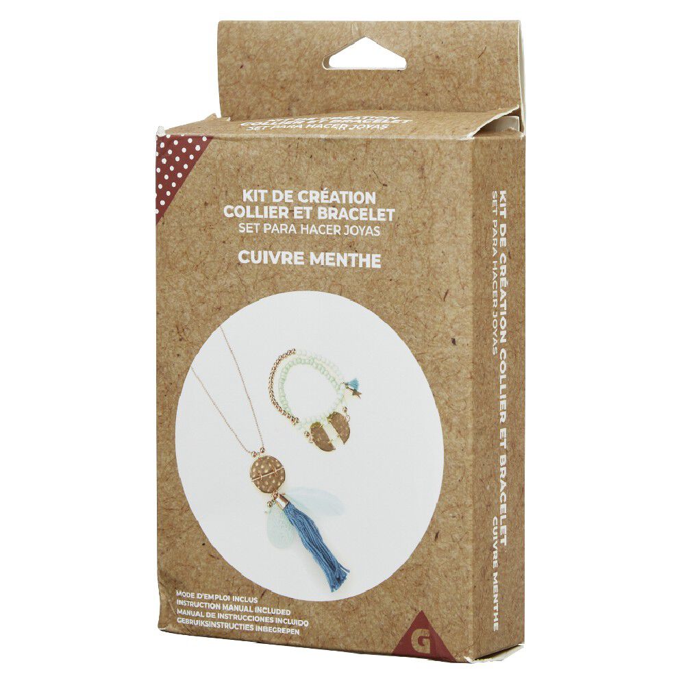 Kit de création collier et bracelet cuivre menthe