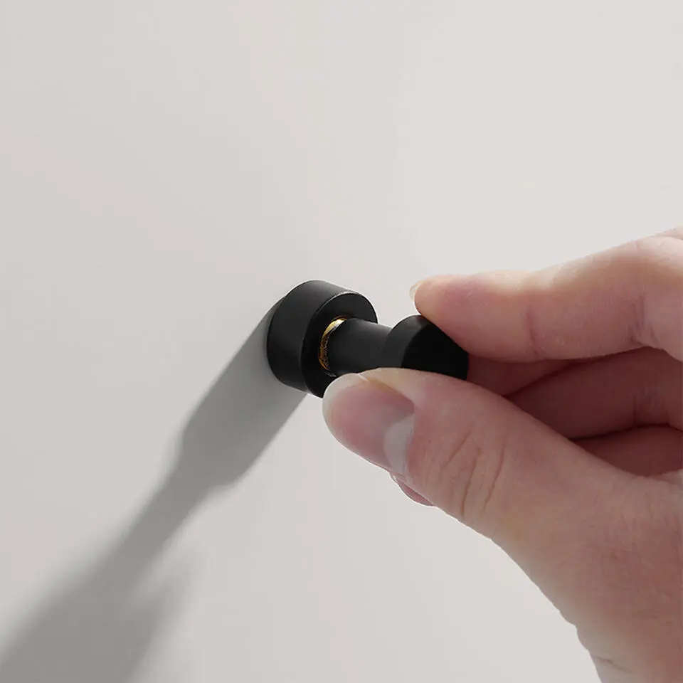 QUVIO Wandhaak - Knop - Metaal - Zwart