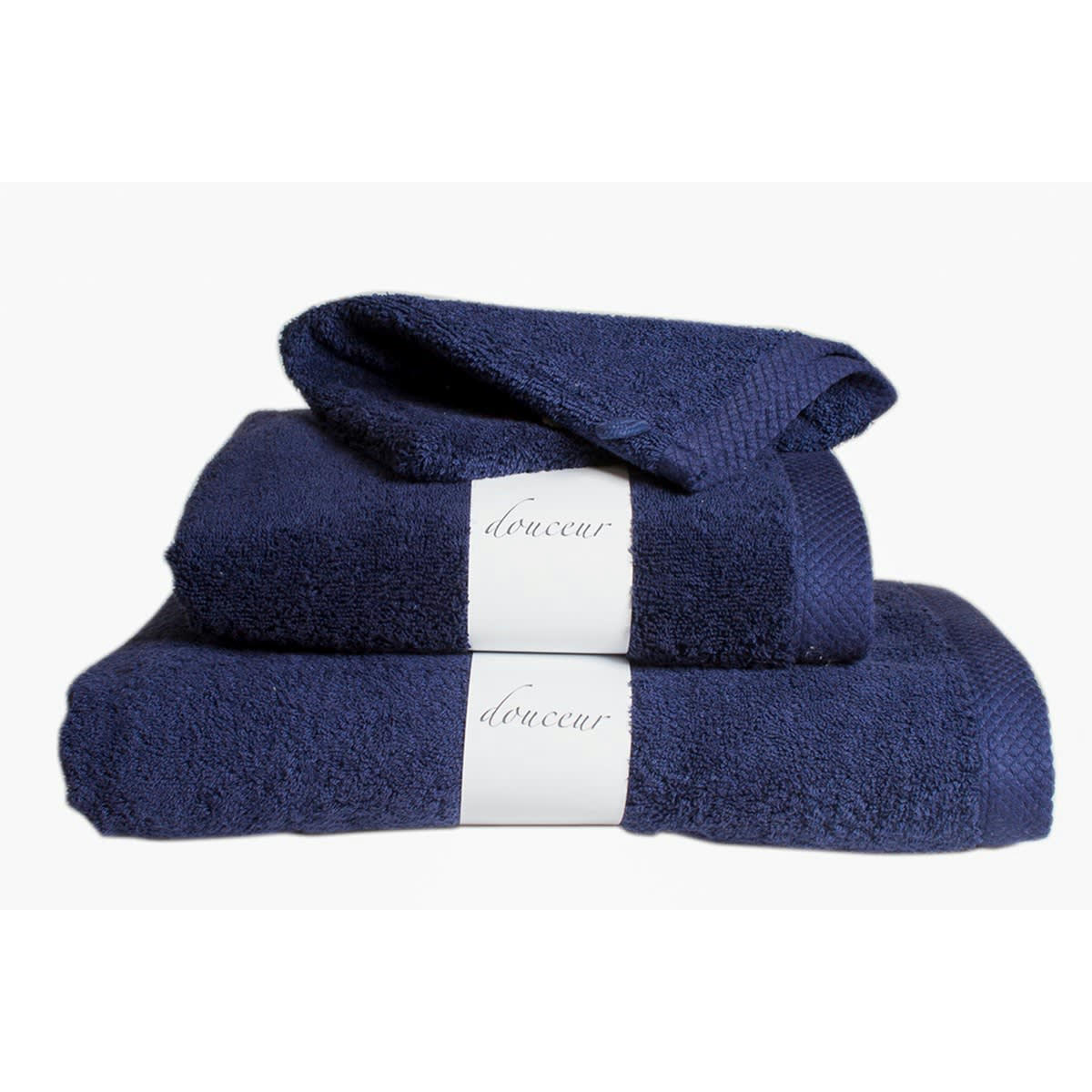 3 GANTS ESSENTIELLE - Lot de 3 gants de toilette eponge en coton bleu marine