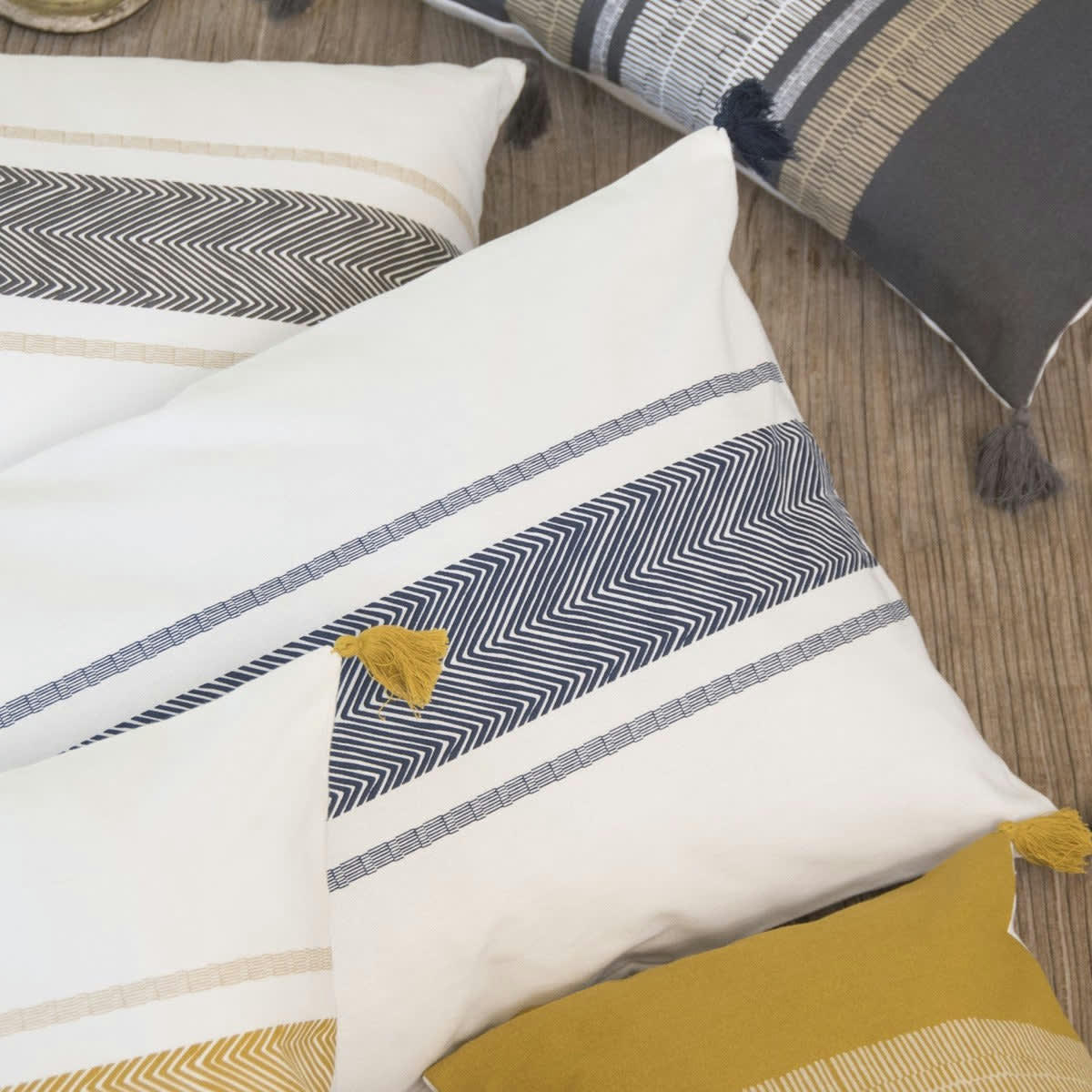 ALENTEJO - Housse de coussin coton  60x40 bleu nuit