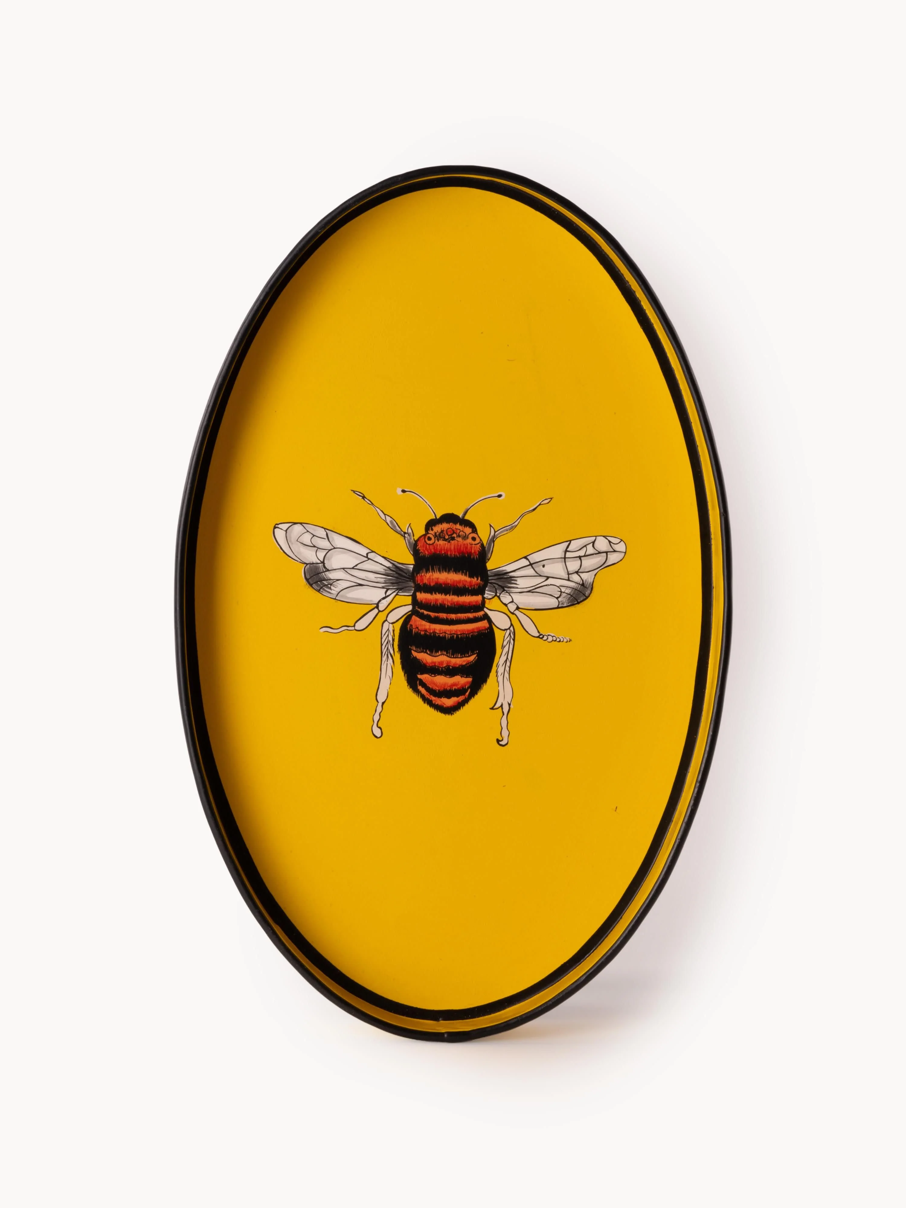 Handbemaltes Dekotablett Fauna mit Bienen-Motiv