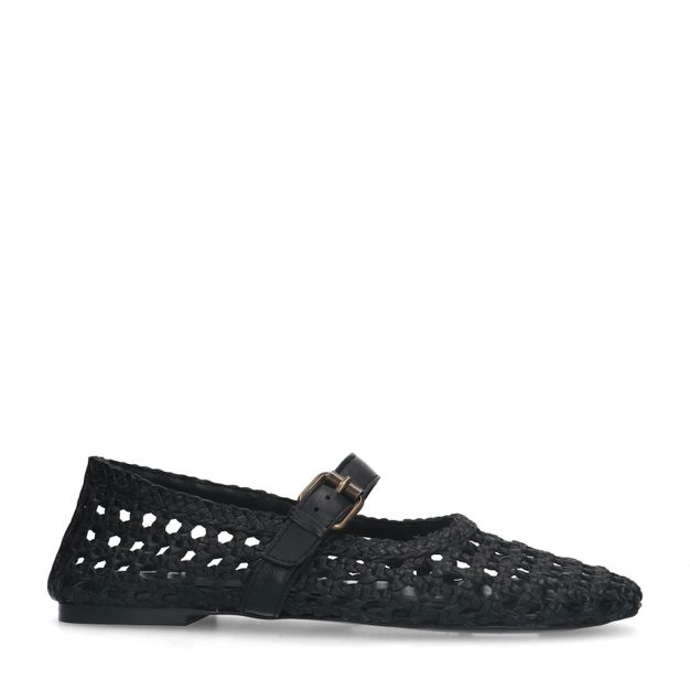 Zwarte leren fishnet ballerina's
