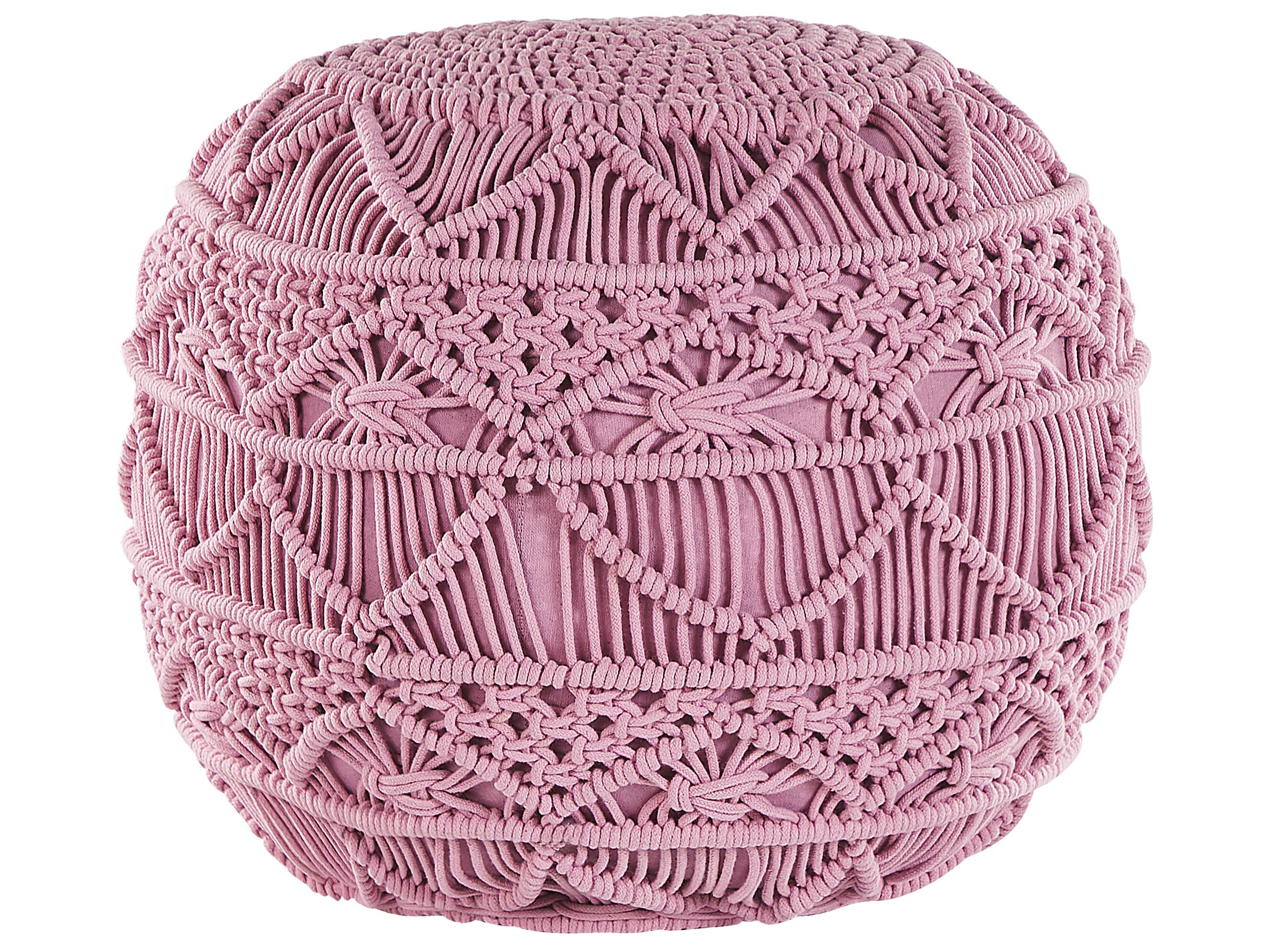 Pouffe Macram�� KAYSERI Cotton Pink