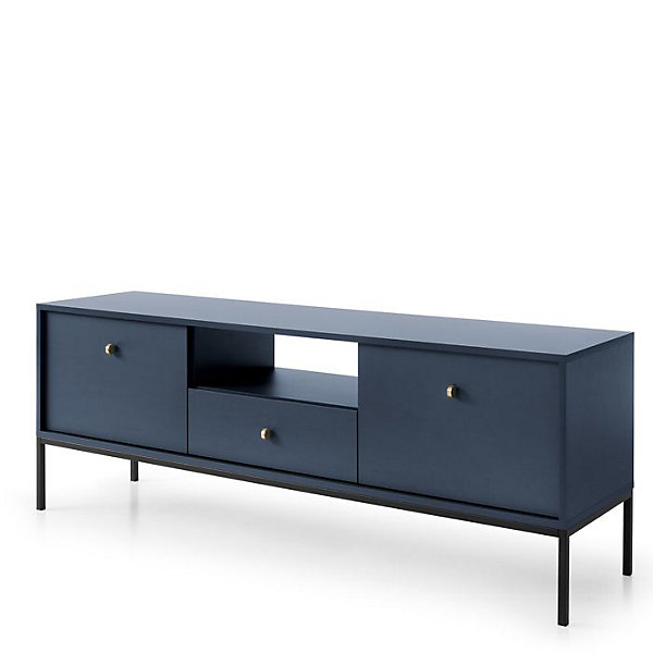 Meuble TV Komodee MONCTON RTV1 Poignées en métal Bleu marine Bleu marine 39 x 154 x 56 cm