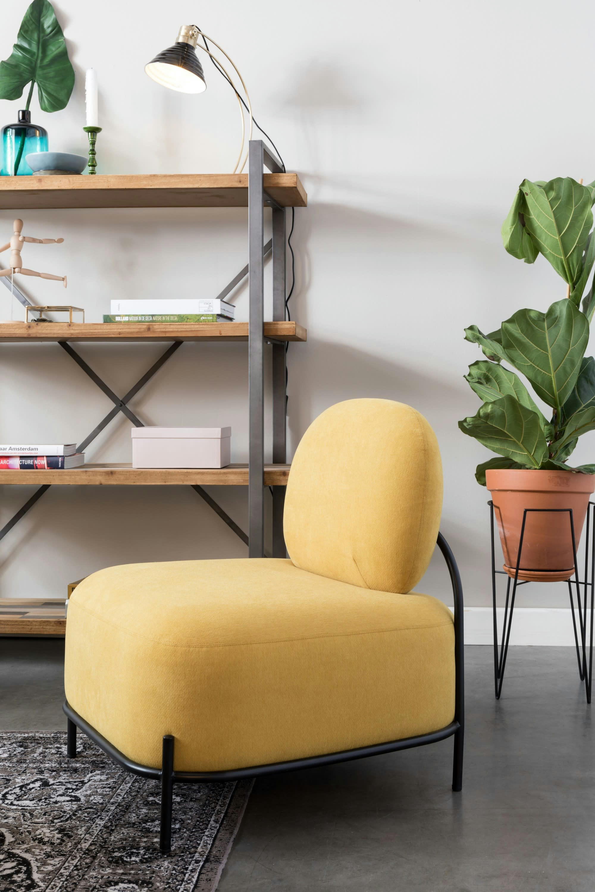 POLLY - Fauteuil en tissu jaune