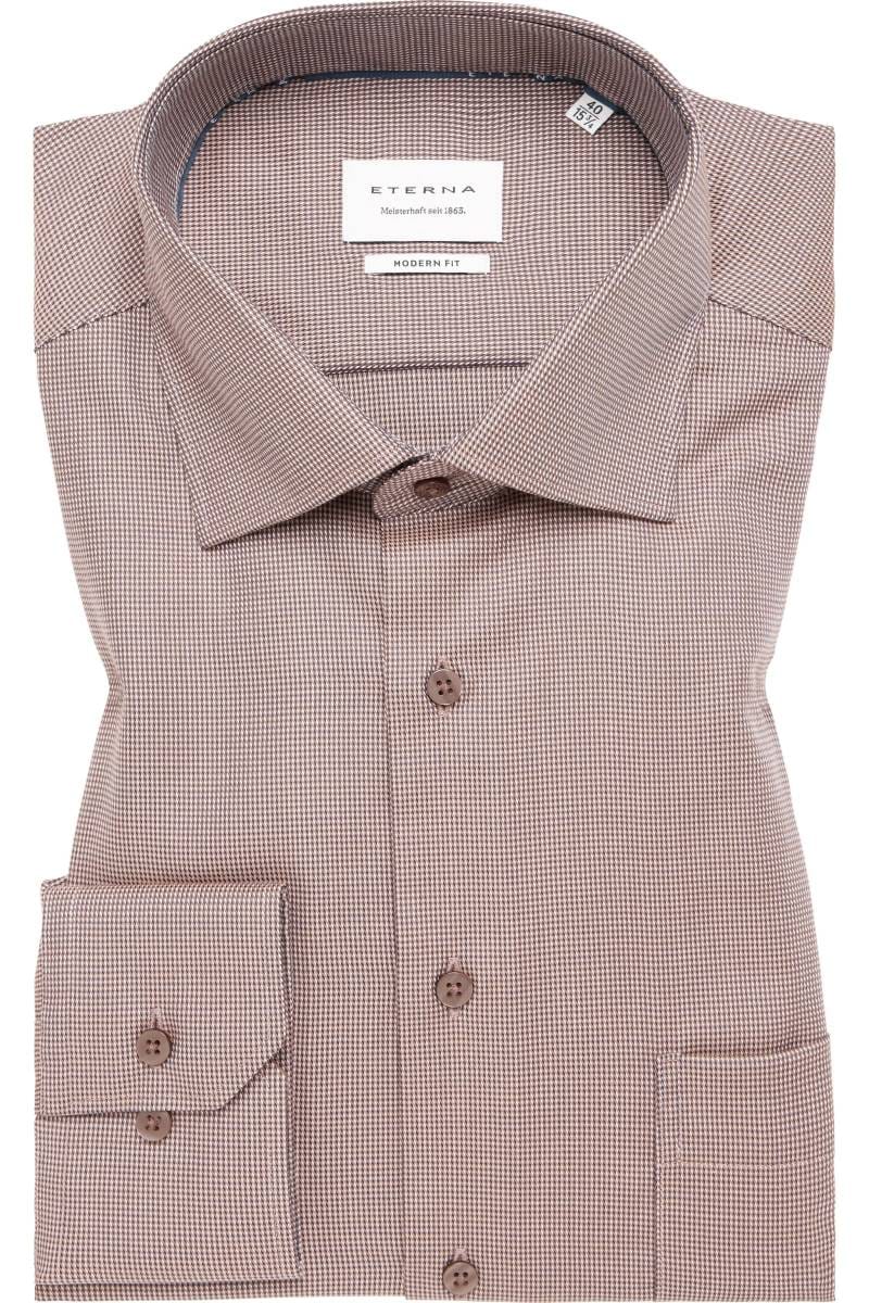 ETERNA Modern Fit Hemd beige/braun, Strukturiert