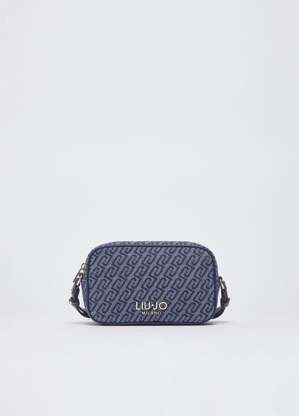 Borsa a tracolla piccola in denim jacquard