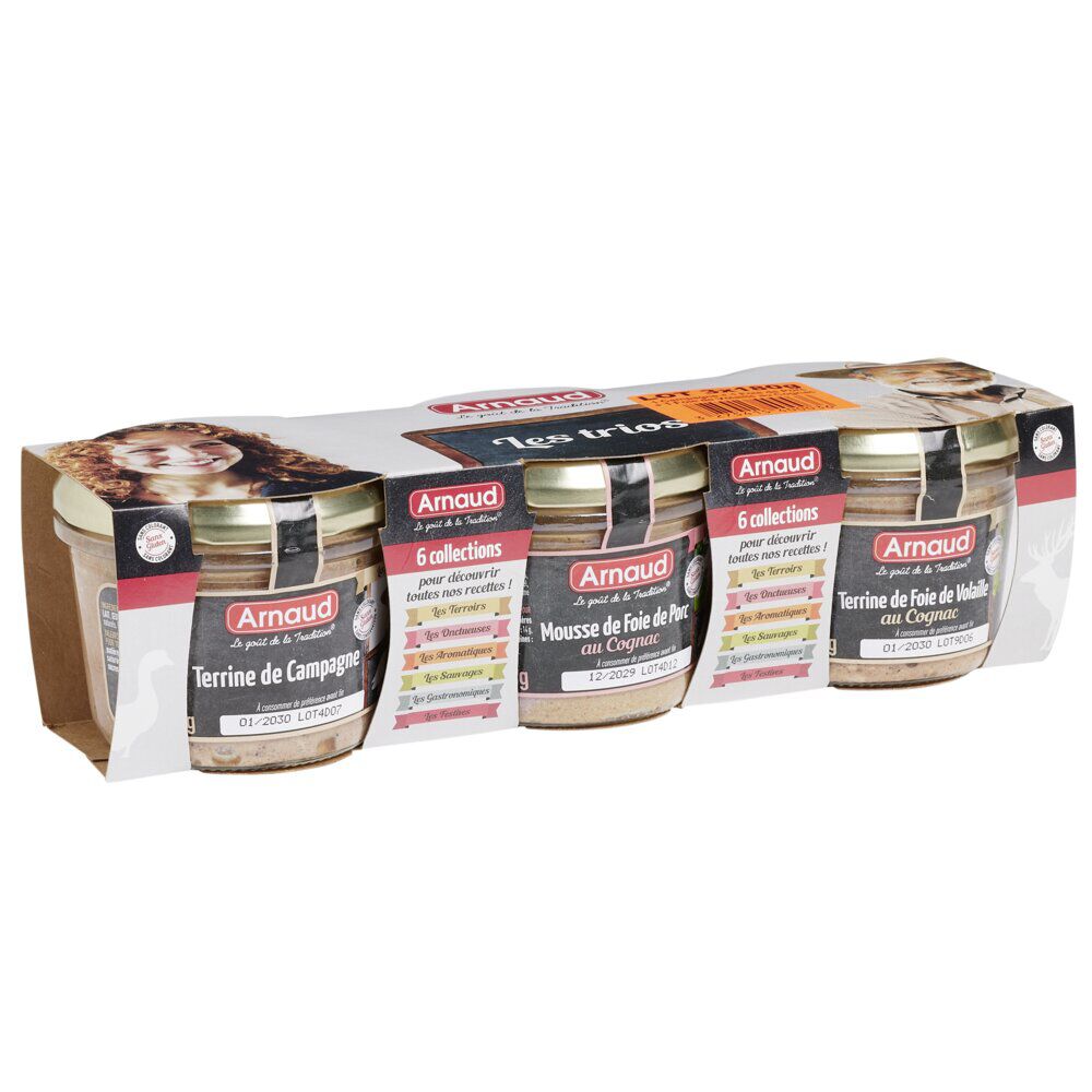 Terrine 3x180gr campagne   volaille   porc origine France