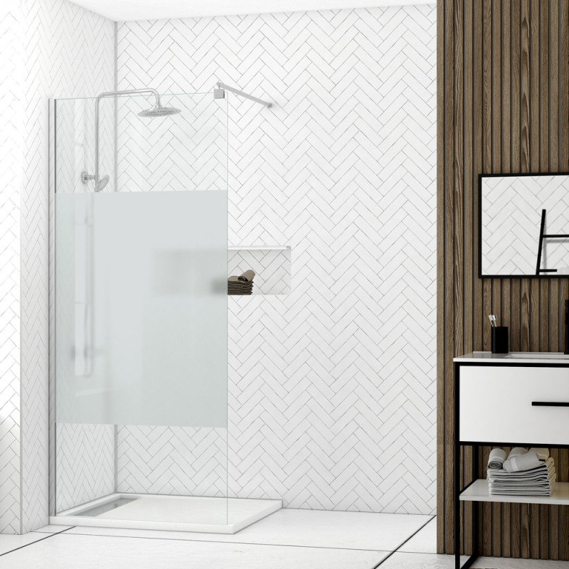 Paroi de douche Parma 2 dépolie chrome 100 x 200 cm AURLANE